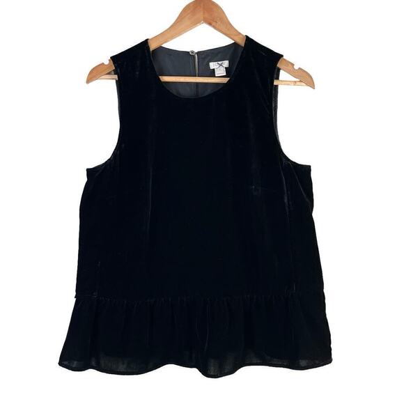 J.Crew Drapey Black Velvet Peplum Sleeveless Tank Top, Size‎ 8 - Picture 2 of 10